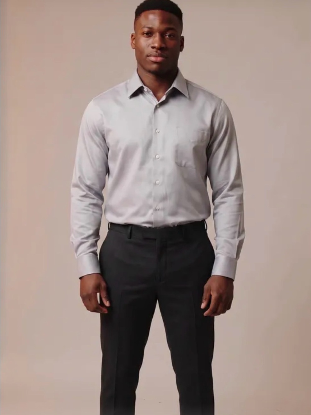 Geoffrey Beene Men's Light Gray Long-Sleeve Dress Shirt
